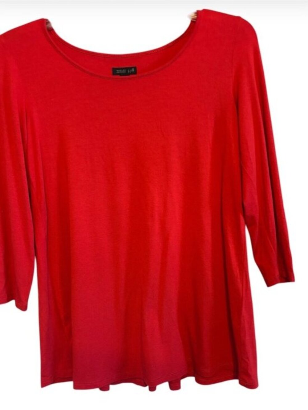 J. Jill Wearever Collection Red Knit 3/4 Sleeve Top Pleated Back Size XS Petite